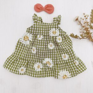 Adorable Handmade Bunny Rabbit Doll with Green Daisy Dress A Interesting  Item for Birthdays and Special Occasions