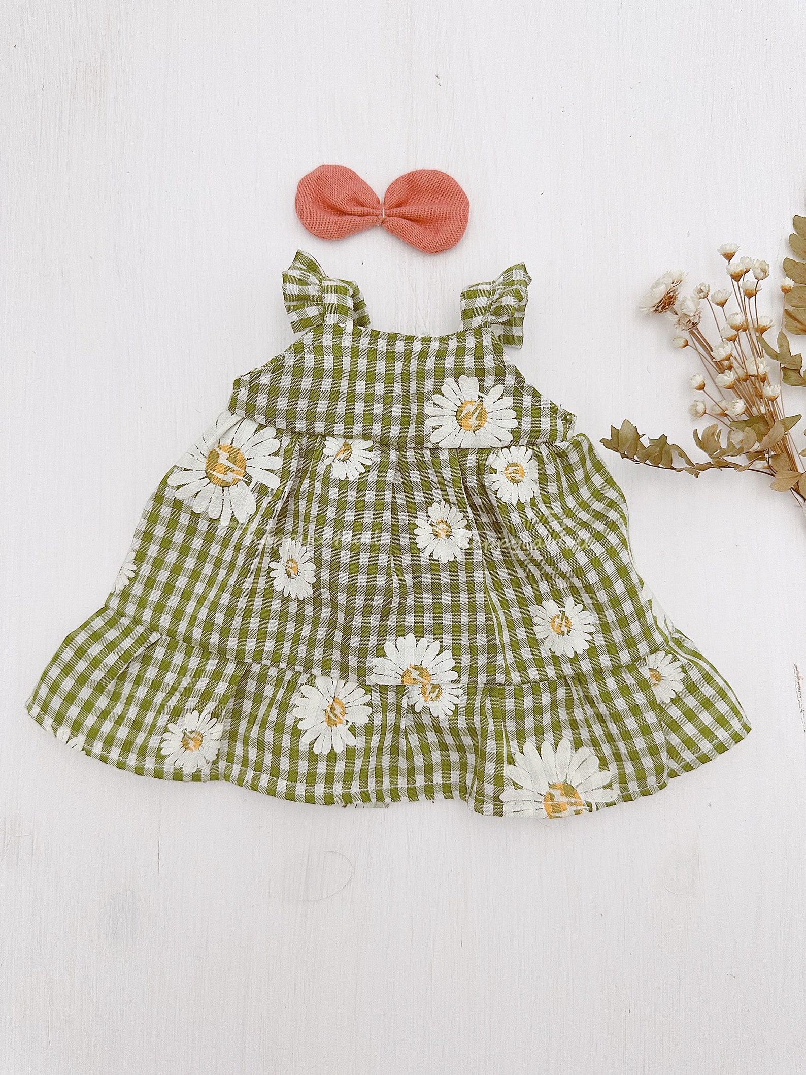 Adorable Handmade Bunny Rabbit Doll with Green Daisy Dress A Interesting Item for Birthdays and Special Occasions - Image 6