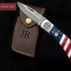 American Flag Damascus Folding Knife A Patriotic Symbol of Strength and Honor
