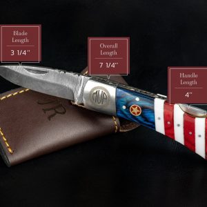 American Flag Damascus Folding Knife A Patriotic Symbol of Strength and Honor