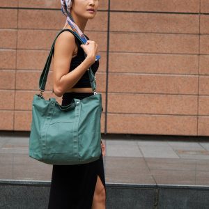 Amsterdam Green 203 Tokyo Tote Water-Resistant Waxed Canvas Crossbody Laptop Bag