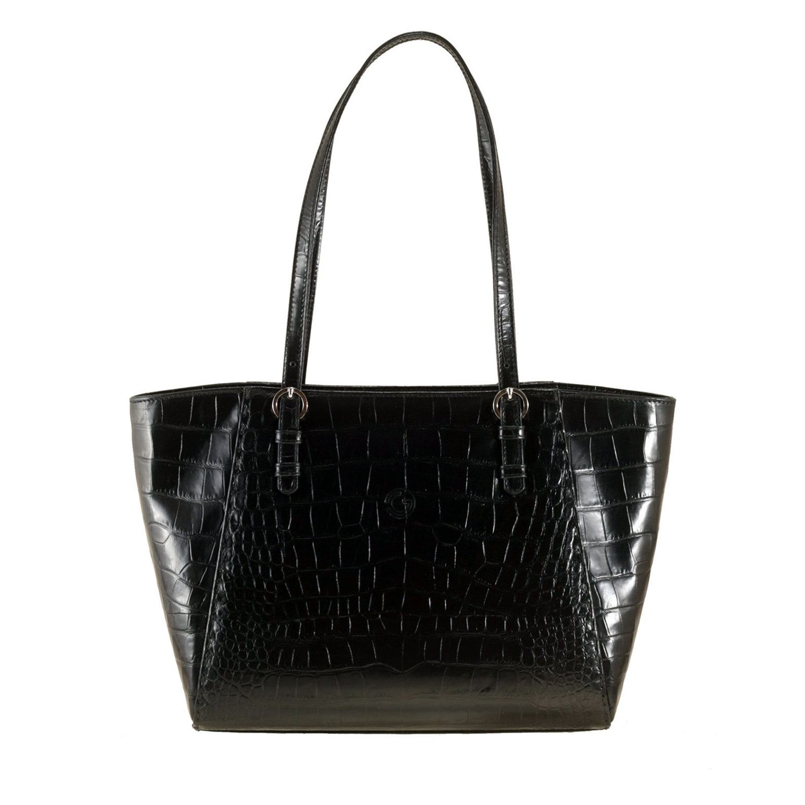 AMY The Ultimate Black Croc Leather Tote for Women | Ethically Crafted