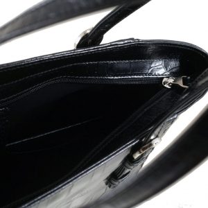 AMY The Ultimate Black Croc Leather Tote for Women | Ethically Crafted