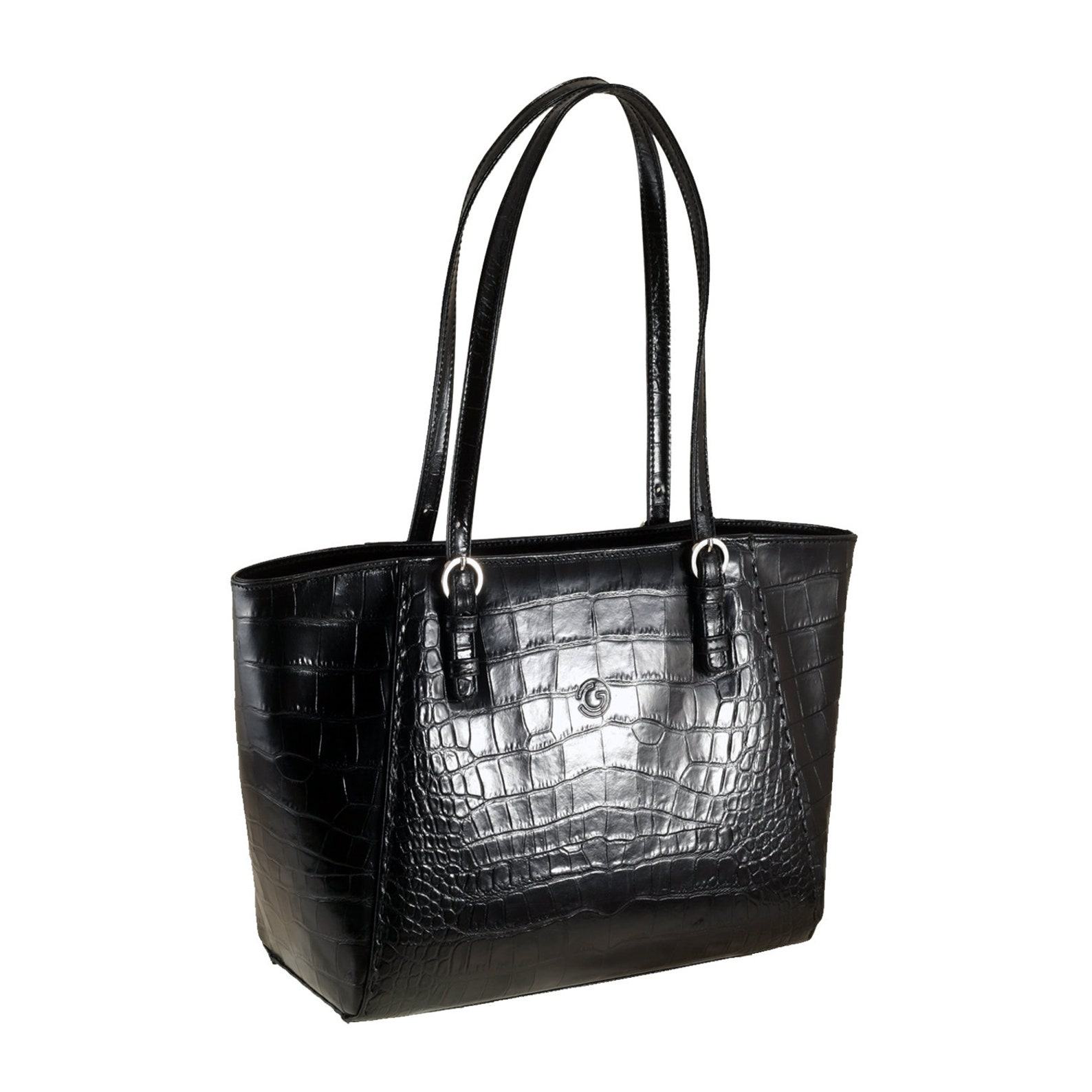 AMY The Ultimate Black Croc Leather Tote for Women | Ethically Crafted