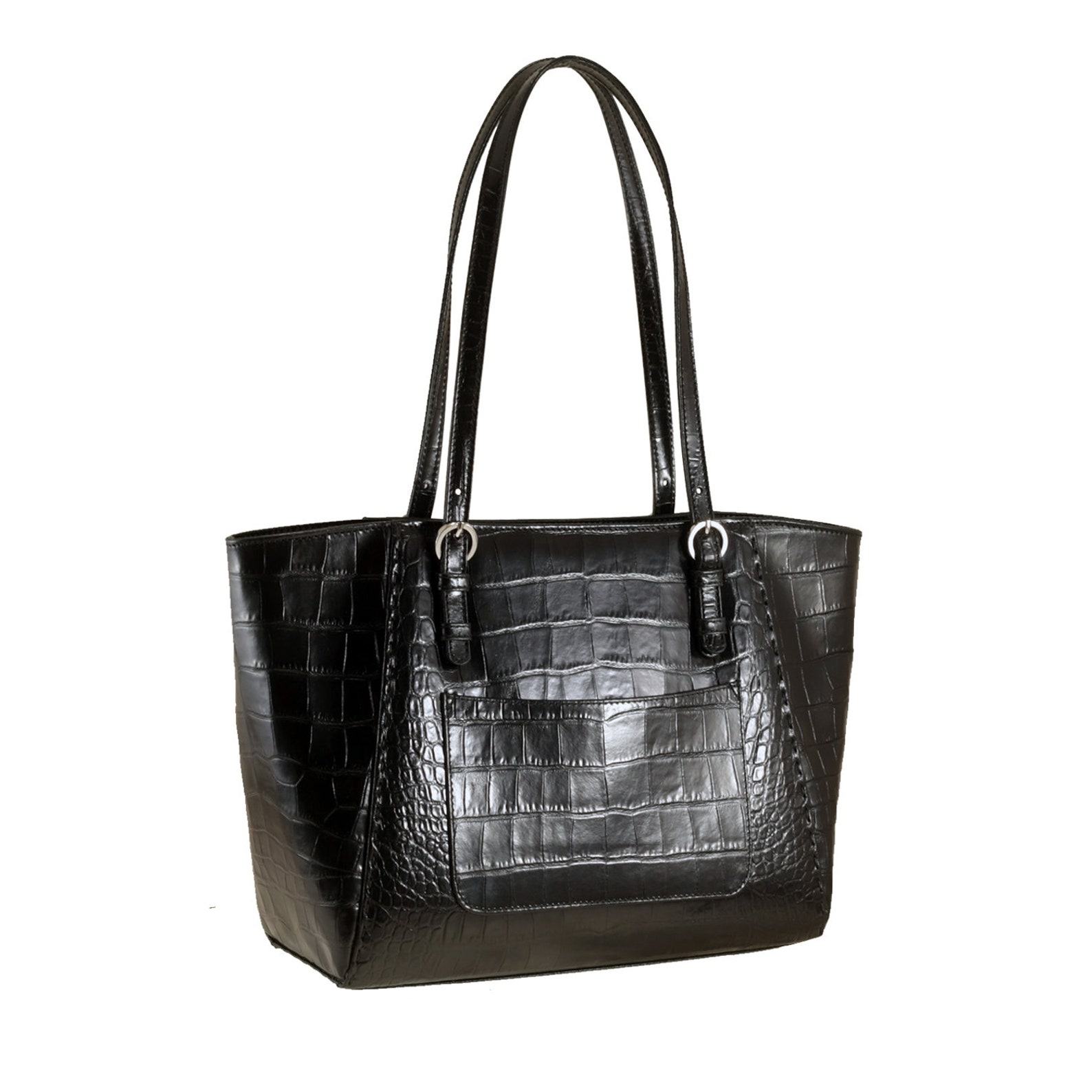 AMY The Ultimate Black Croc Leather Tote for Women | Ethically Crafted