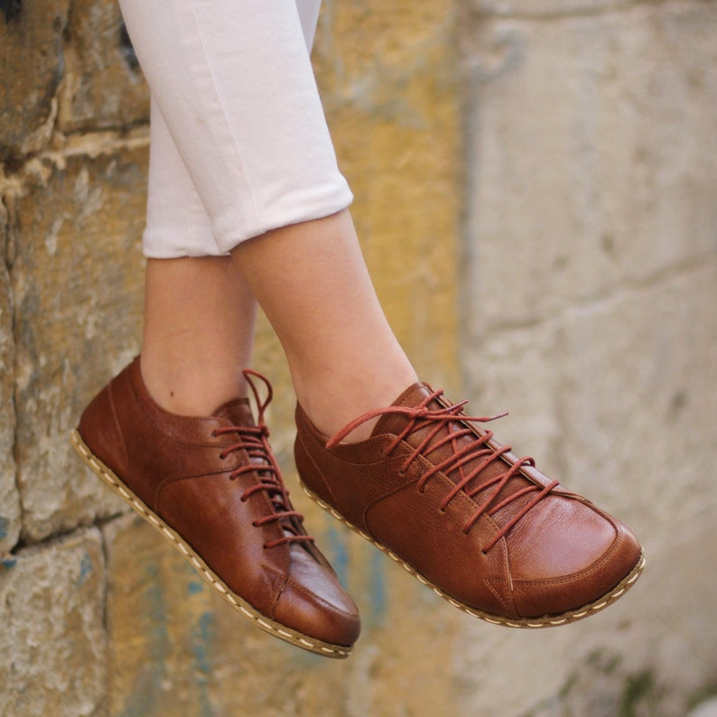 Antique Brown Leather Sneakers for Women | Handmade, Stylish & Durable