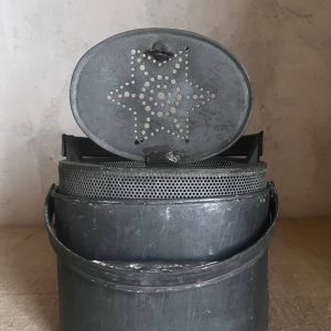 Antique French Zinc Fishing Pail Bucket with Star Pattern