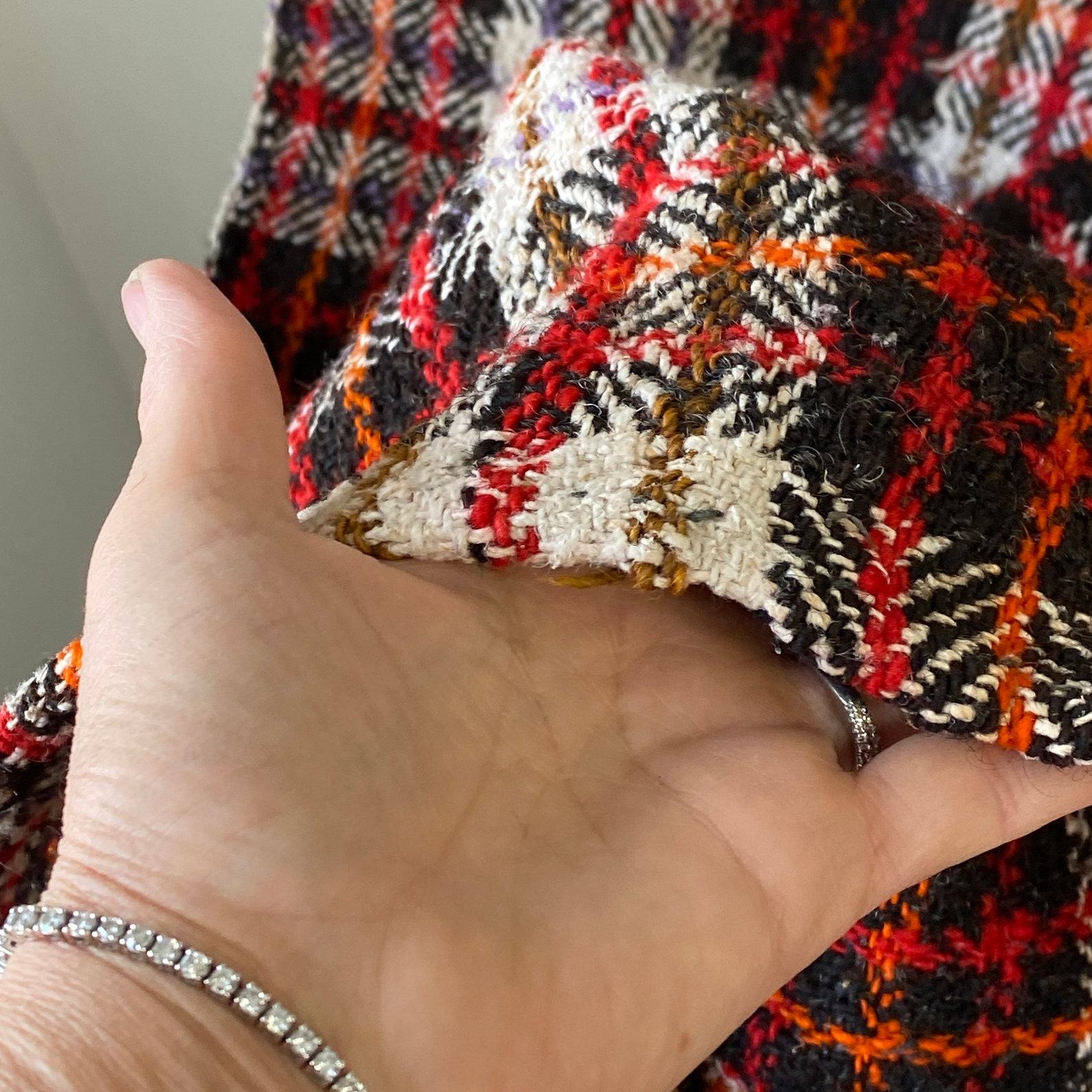 Antique Handwoven Plaid Wool Blanket A Timeless European Heirloom for Your Home