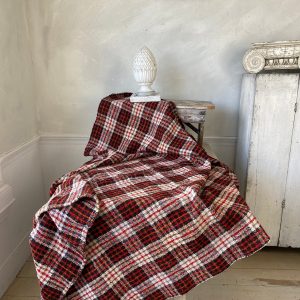 Antique Handwoven Plaid Wool Blanket A Timeless European Heirloom for Your Home