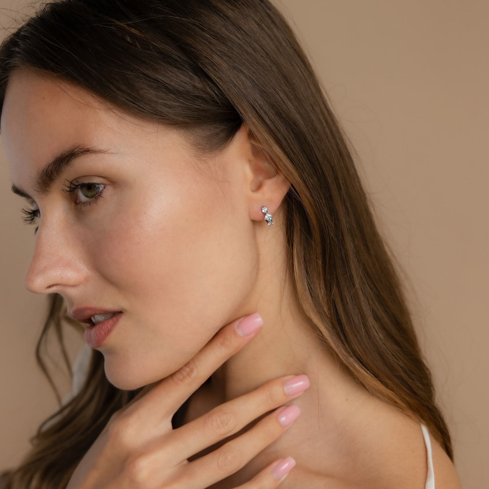 Aquamarine Huggie Hoops Shimmering Blue Diamonds in Golden Embrace