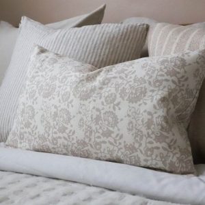 Aria Beige Print Cushion 50×30 with Feather Pad Elevate Your Home Decor with Comfort and Style