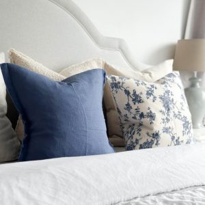 Aria Blue Floral Print Cushion with Duck Feather Pad Comfort and Style for Your Home