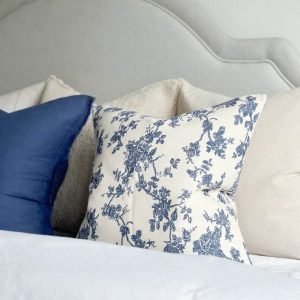 Aria Blue Floral Print Cushion with Duck Feather Pad Comfort and Style for Your Home
