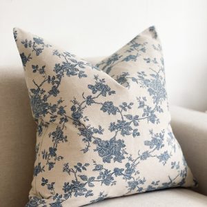 Aria Blue Floral Print Cushion with Duck Feather Pad Comfort and Style for Your Home