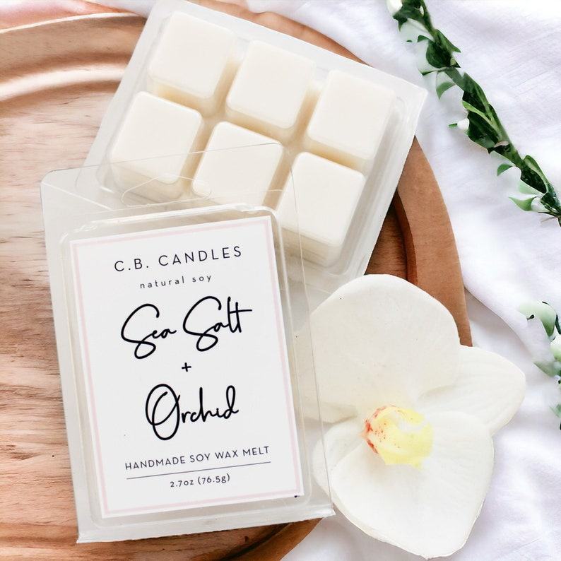 Aromatic Escape Sea Salt Orchid Wax Melt – 95% Soy, Handmade, Eco-Friendly