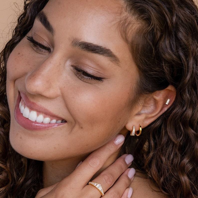 Art Deco Diamond Huggie Hoop Earrings Vintage Elegance for the Modern Bride