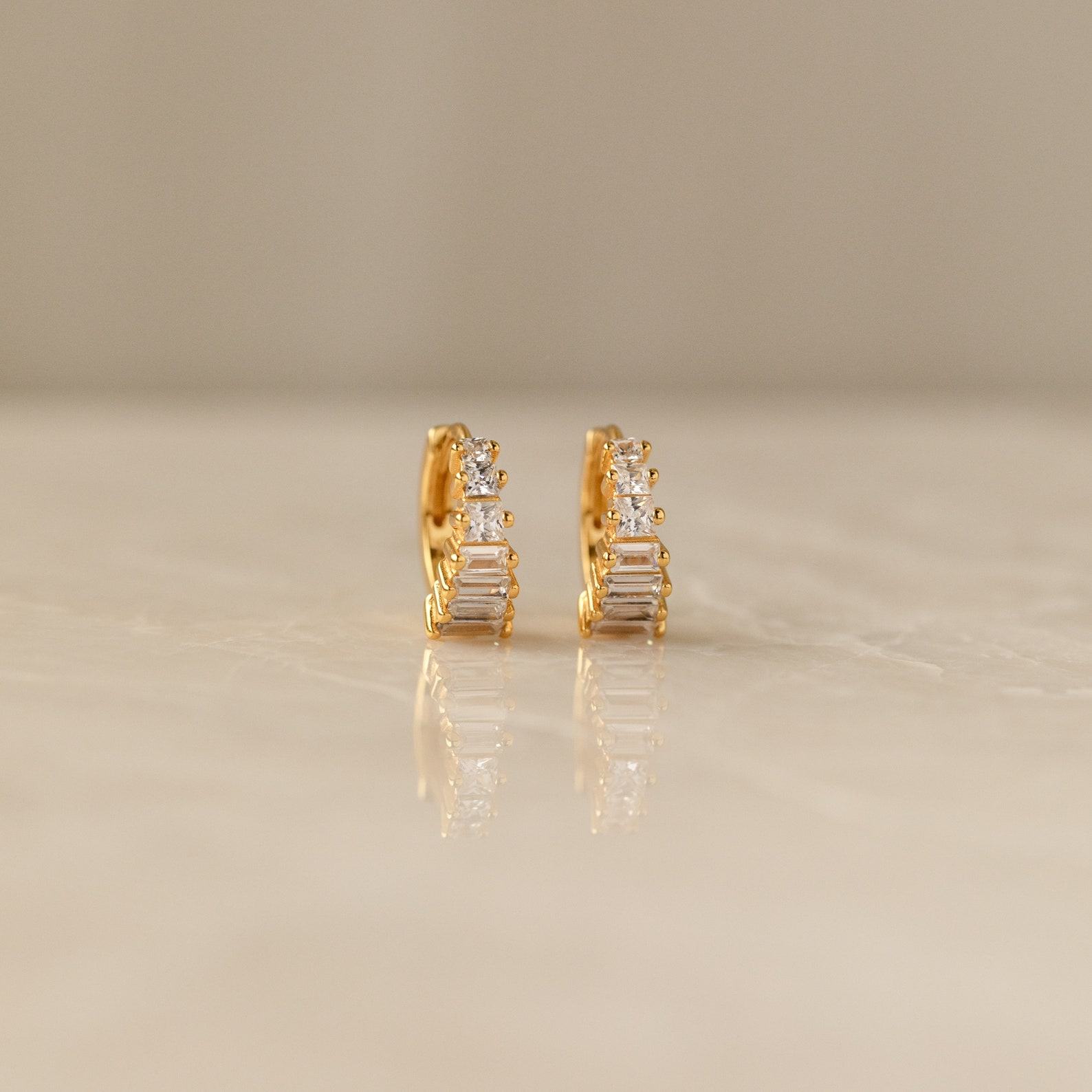 Art Deco Diamond Huggie Hoop Earrings Vintage Elegance for the Modern Bride