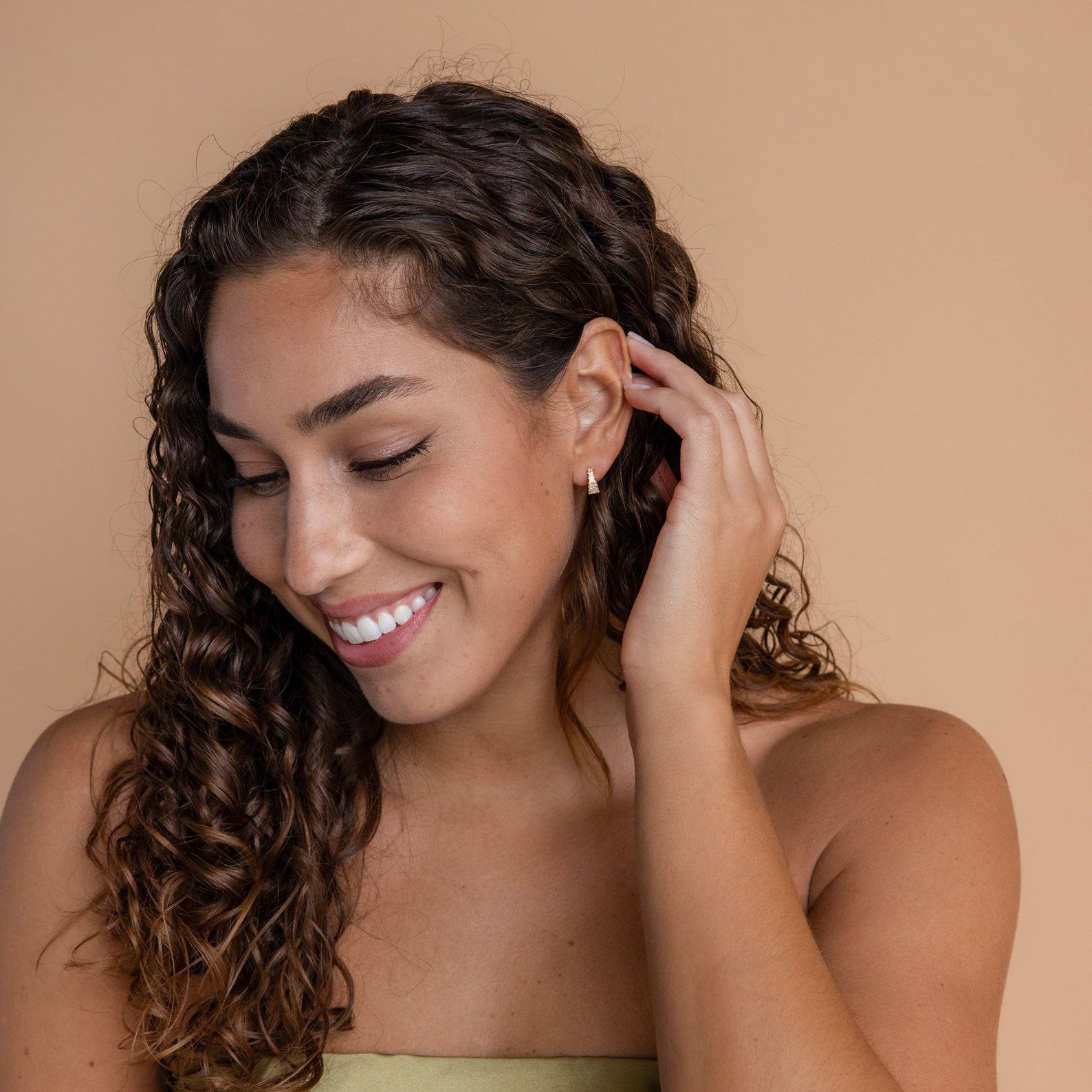 Art Deco Diamond Huggie Hoop Earrings Vintage Elegance for the Modern Bride