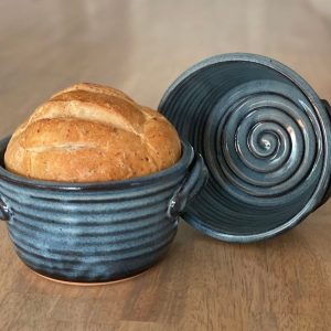 Artisan Bread Baker Blue Glaze Pottery Pot with 12 Recipes – Ready to Ship