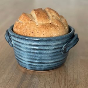 Artisan Bread Baker Blue Glaze Pottery Pot with 12 Recipes – Ready to Ship