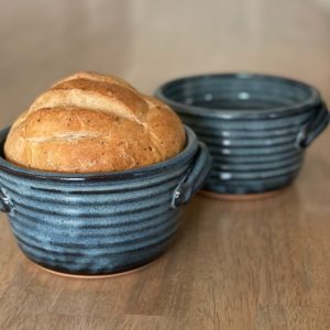Artisan Bread Baker Blue Glaze Pottery Pot with 12 Recipes – Ready to Ship