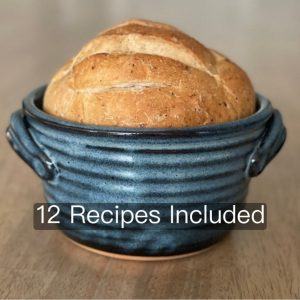 Artisan Bread Baker Blue Glaze Pottery Pot with 12 Recipes – Ready to Ship