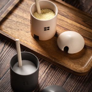 Artisan-Crafted Ceramic Condiment Jar with Spoon Elevate Your Culinary Experience