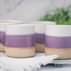 Artisan-Crafted Coffee and Tea Mug A Celestial Dance of White and Purple