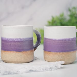 Artisan-Crafted Coffee and Tea Mug A Celestial Dance of White and Purple