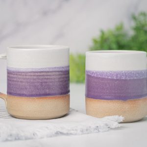 Artisan-Crafted Coffee and Tea Mug A Celestial Dance of White and Purple