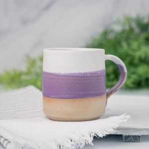 Artisan-Crafted Coffee and Tea Mug A Celestial Dance of White and Purple