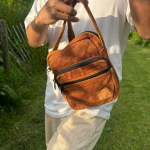 Artisan-Crafted Cotton Crossbody Adjustable Strap, Triple Zip Compartments