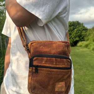 Artisan-Crafted Cotton Crossbody Adjustable Strap, Triple Zip Compartments
