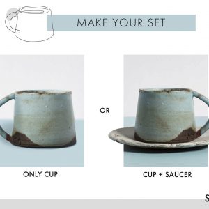 Artisan-Crafted Pottery Mug and Saucer A Scandinavian-Inspired Masterpiece for Your Farmhouse Kitchen