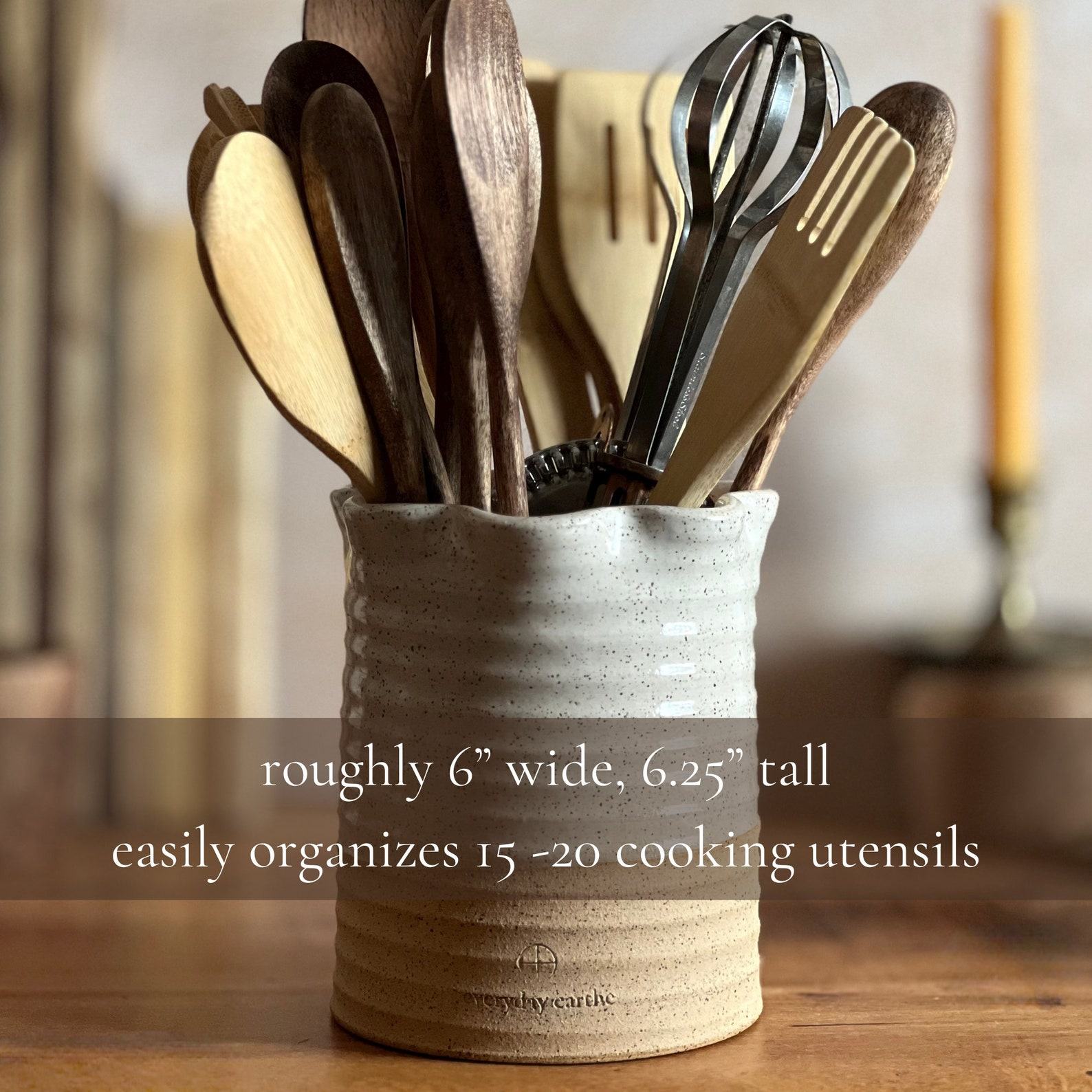 Artisan-Crafted Stoneware Utensil Crock Elevate Your Kitchen with Style and Functionality