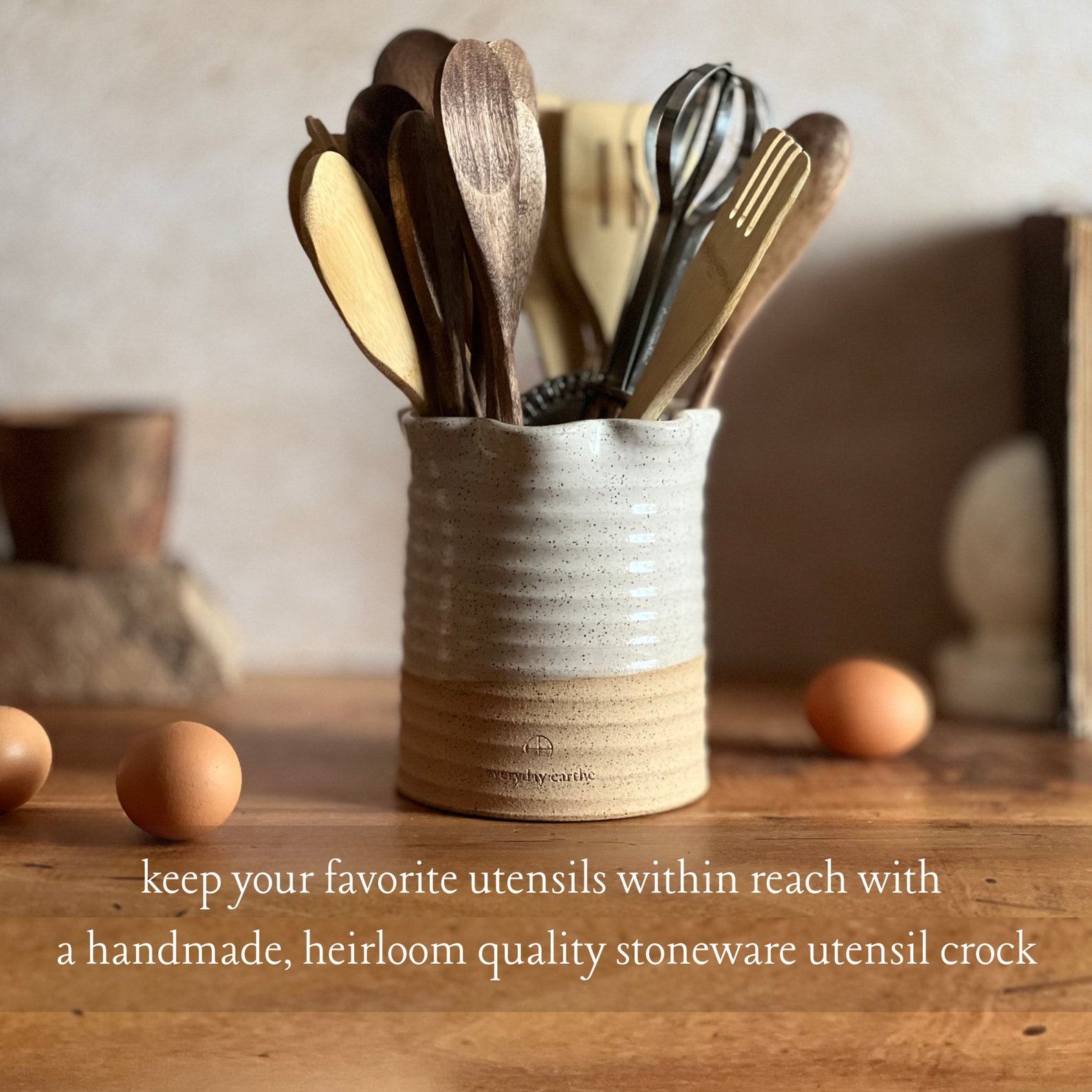 Artisan-Crafted Stoneware Utensil Crock Elevate Your Kitchen with Style and Functionality