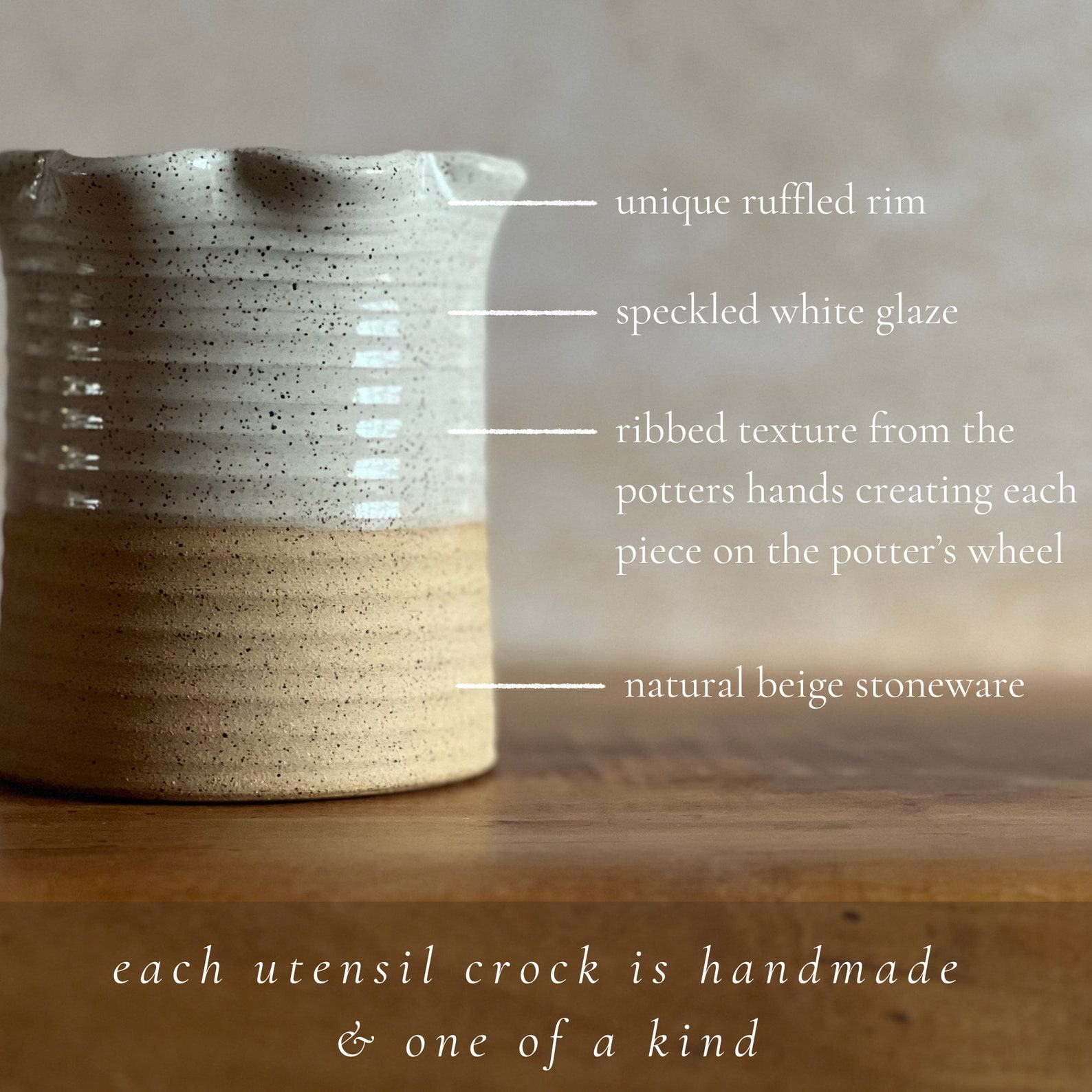 Artisan-Crafted Stoneware Utensil Crock Elevate Your Kitchen with Style and Functionality