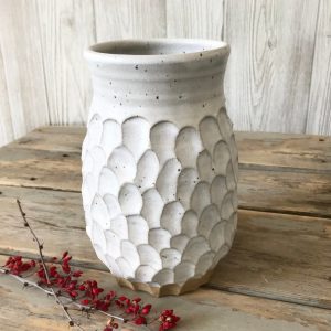 Artisan-Crafted White Textured Vase Elevate Your Kitchen with Boho-Chic Charm