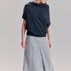 AryaSense TBTS14MBL Muted Blue Loose Top – Oversized, Short-Sleeved, Bat-Style Blouse for Summer and Yoga