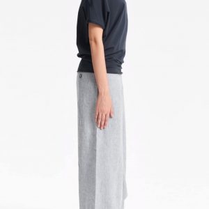 AryaSense TBTS14MBL Muted Blue Loose Top – Oversized, Short-Sleeved, Bat-Style Blouse for Summer and Yoga