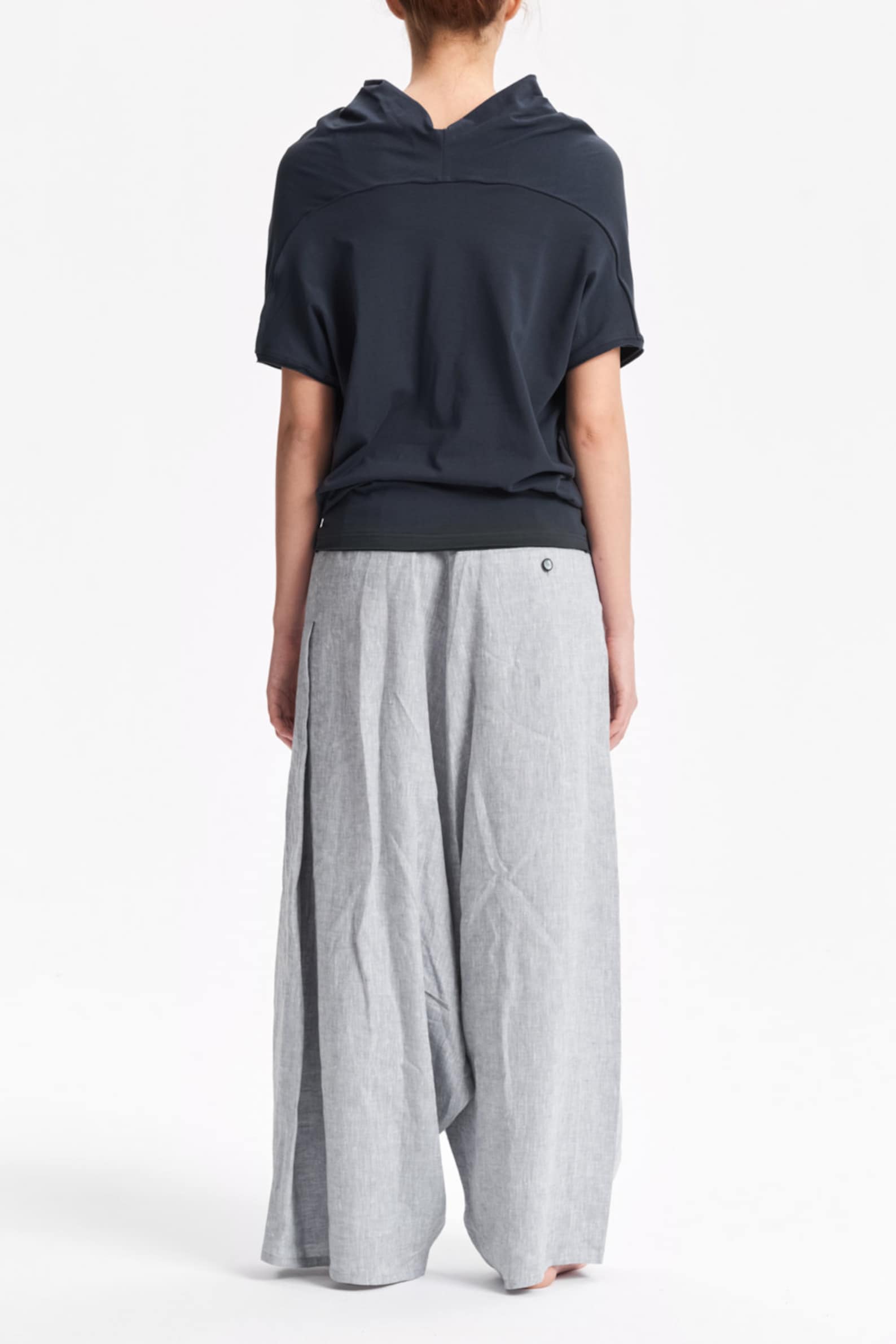 AryaSense TBTS14MBL Muted Blue Loose Top – Oversized, Short-Sleeved, Bat-Style Blouse for Summer and Yoga - Image 5