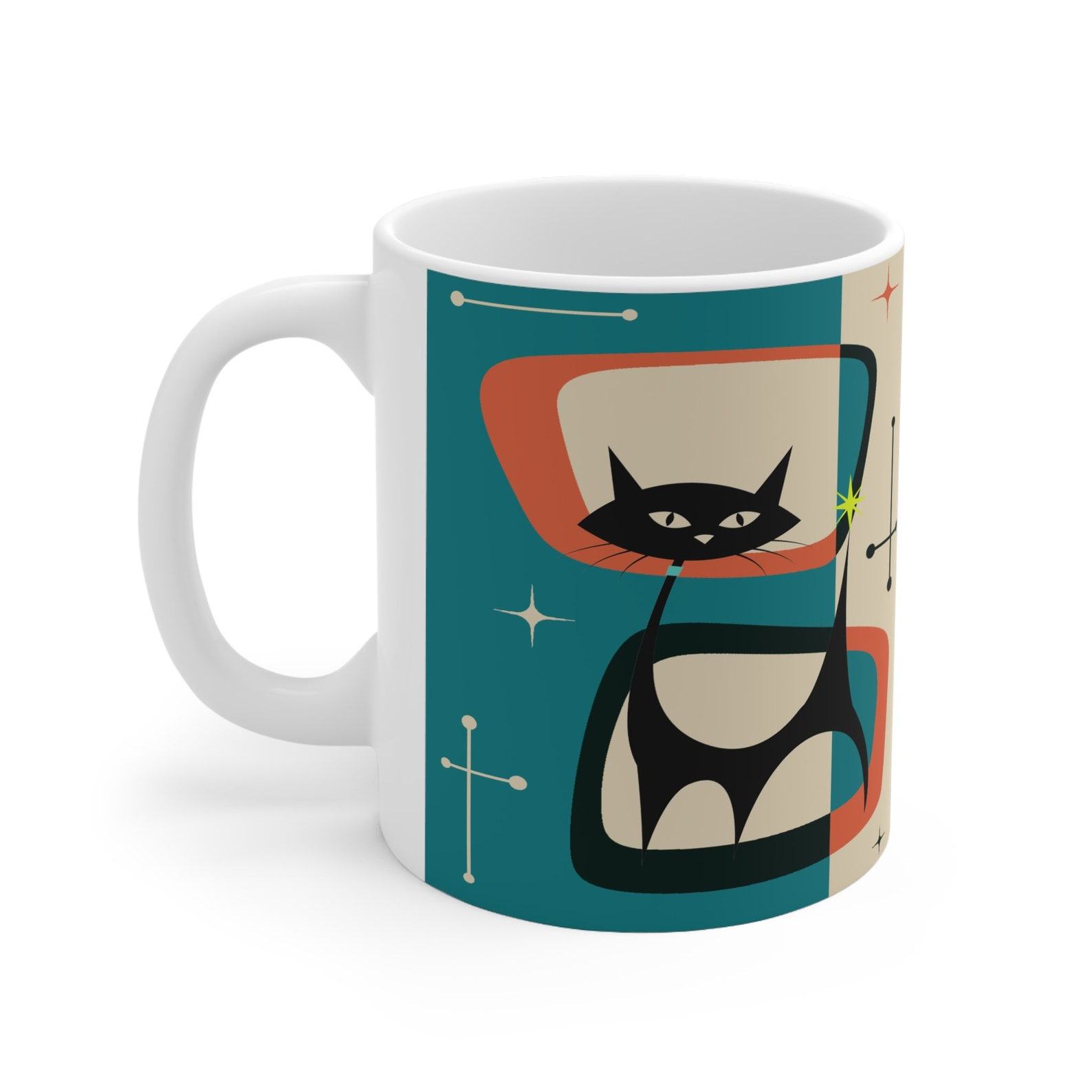 Atomic Black Cat Mug A Purrfectly Mid-Century Modern Addition to Your Morning Ritual