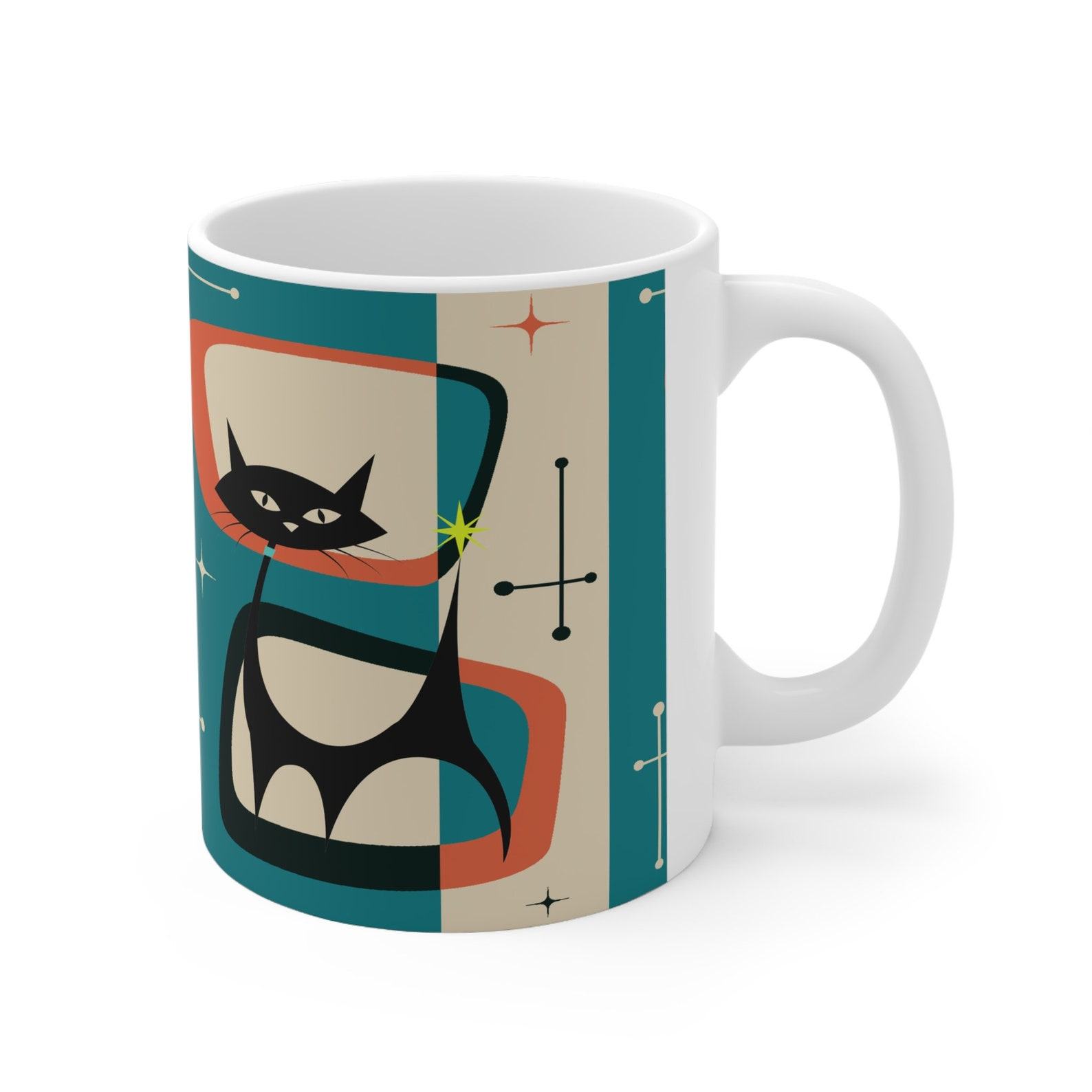 Atomic Black Cat Mug A Purrfectly Mid-Century Modern Addition to Your Morning Ritual