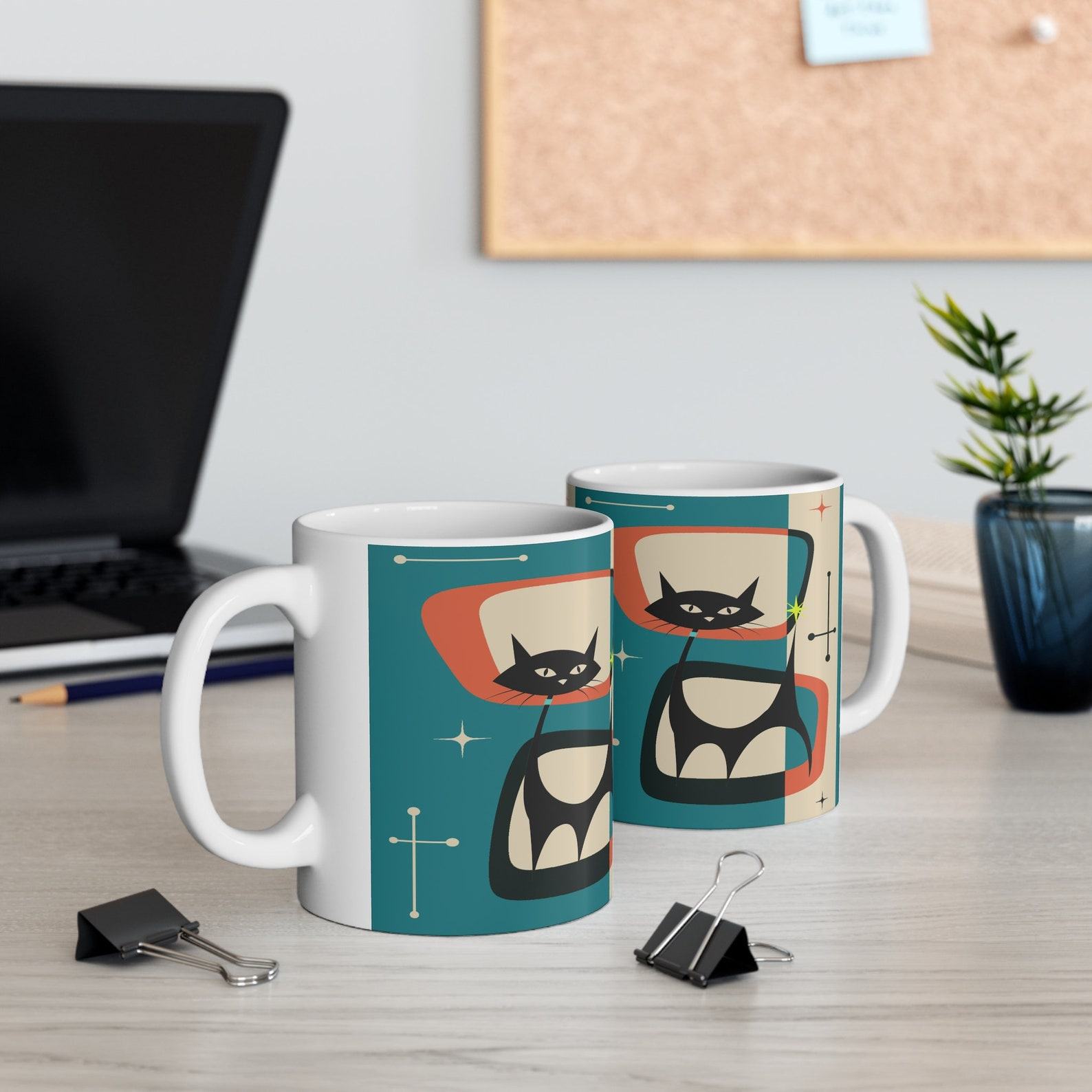 Atomic Black Cat Mug A Purrfectly Mid-Century Modern Addition to Your Morning Ritual