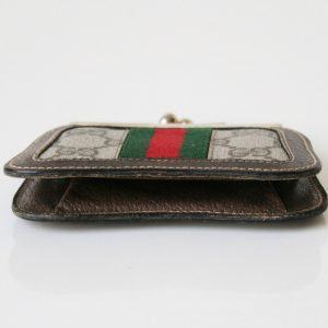 Authentic Gucci GG Web Sherry Line Kiss Lock Coin Wallet