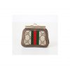 Authentic Gucci GG Web Sherry Line Kiss Lock Coin Wallet