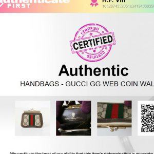 Authentic Gucci GG Web Sherry Line Kiss Lock Coin Wallet