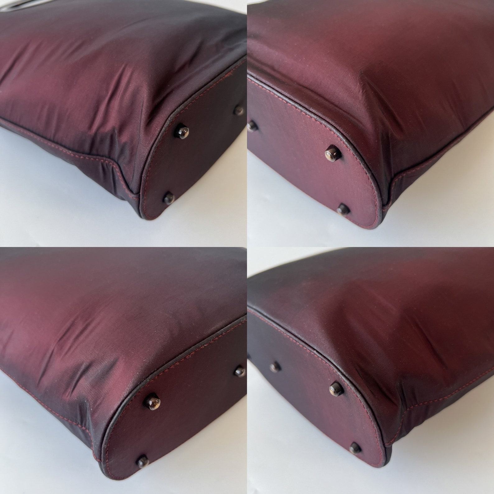 Authentic GUCCI Vintage Iridescent Burgundy Satin Tote Bag A Timeless Treasure