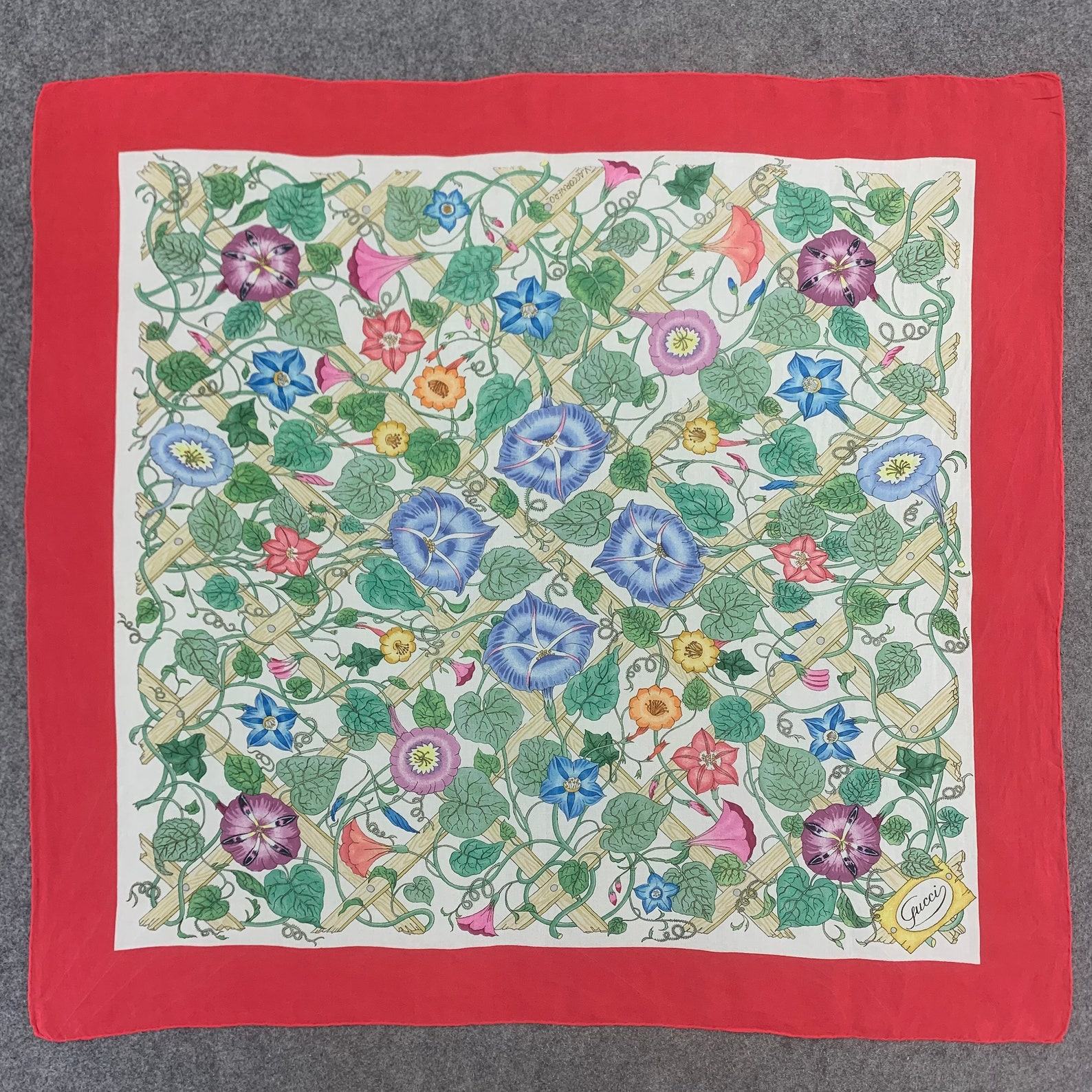 Authentic Vintage 90s Gucci Silk Scarf Elevate Your Style with Timeless Elegance