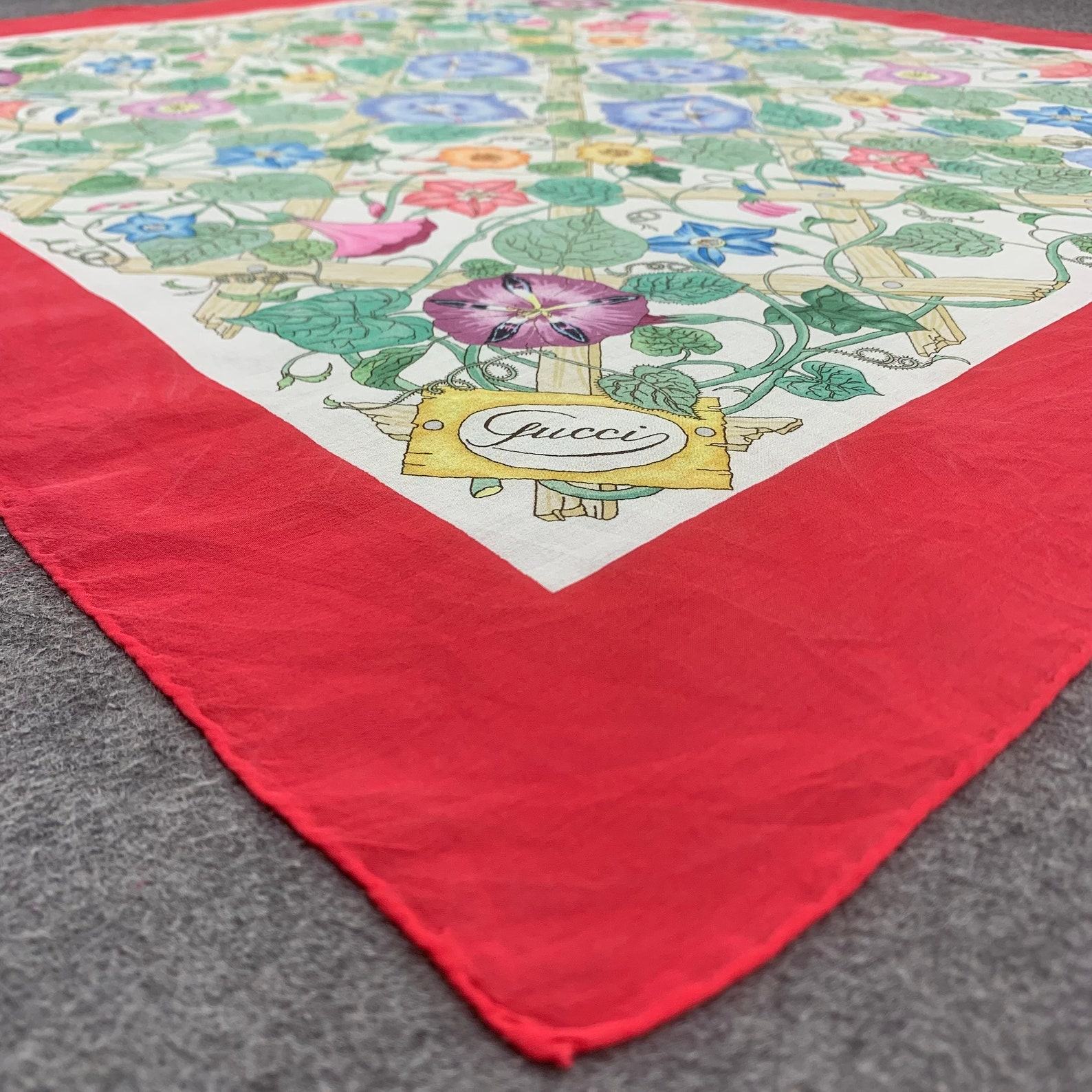 Authentic Vintage 90s Gucci Silk Scarf Elevate Your Style with Timeless Elegance